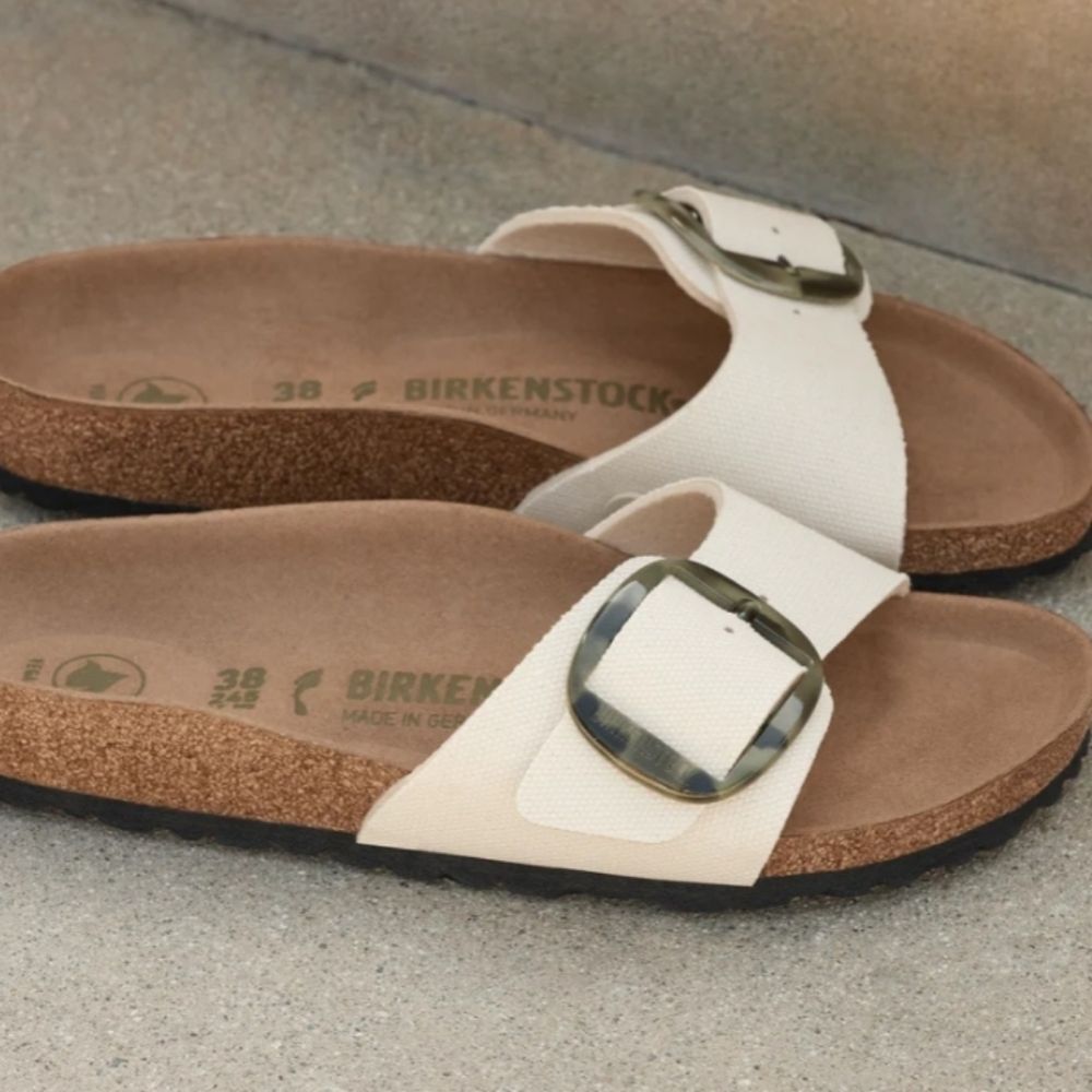 Birkenstock Madrid Big Buckle Rivet Logo Slide Sandal- Eggshell